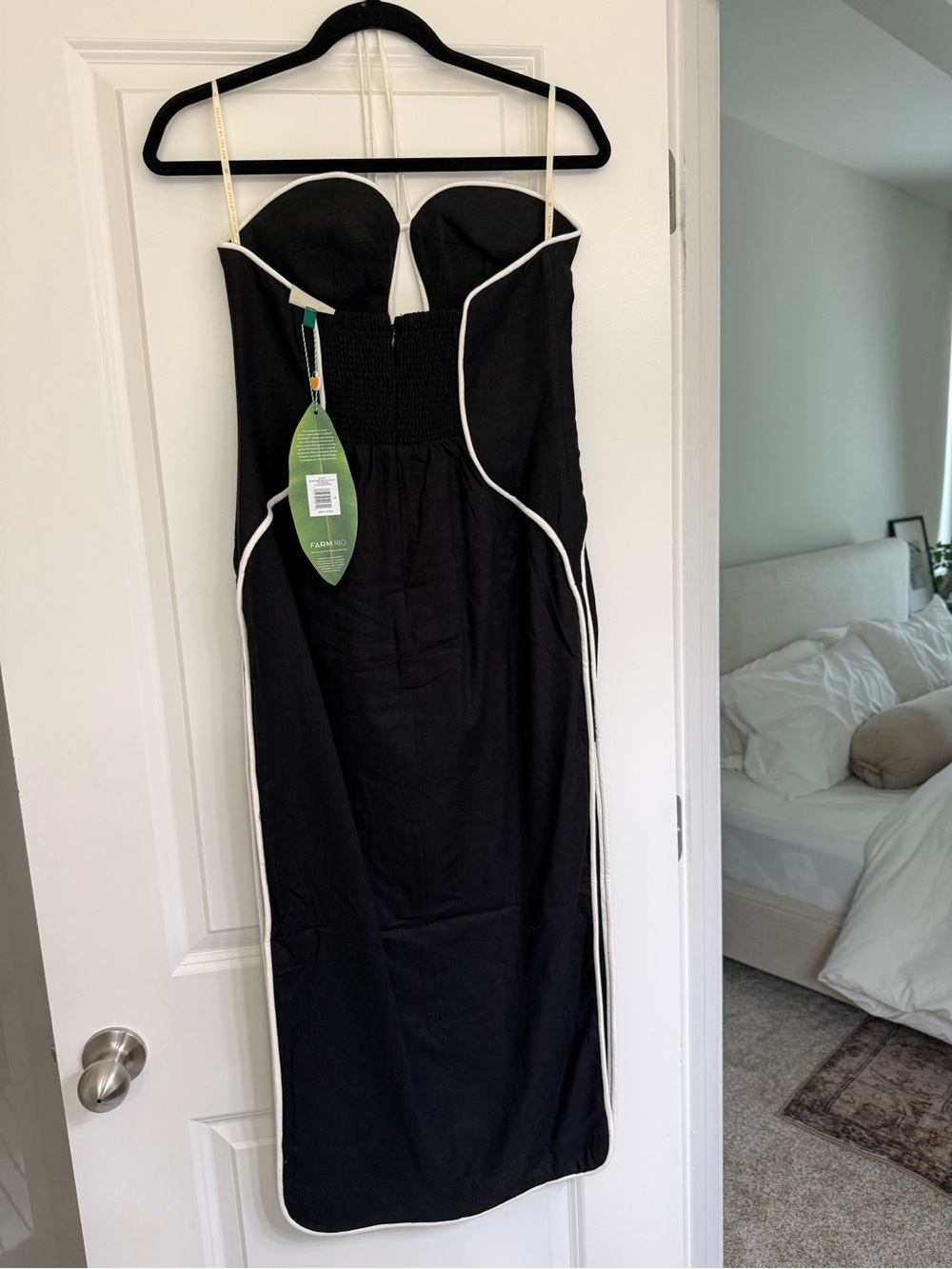 FARM Rio Black Midi Dress with White Contrast Piping - Picture 6 of 7